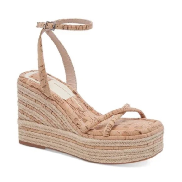 NWT Dolce Vita Elvia Strappy Platform Wedge Sandals Cork Size 10 - Picture 1 of 5